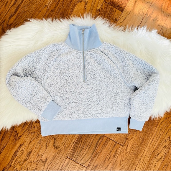 PINK Victoria's Secret Sweaters - PINK Victoria’s Secret Pullover Sherpa Half Zip